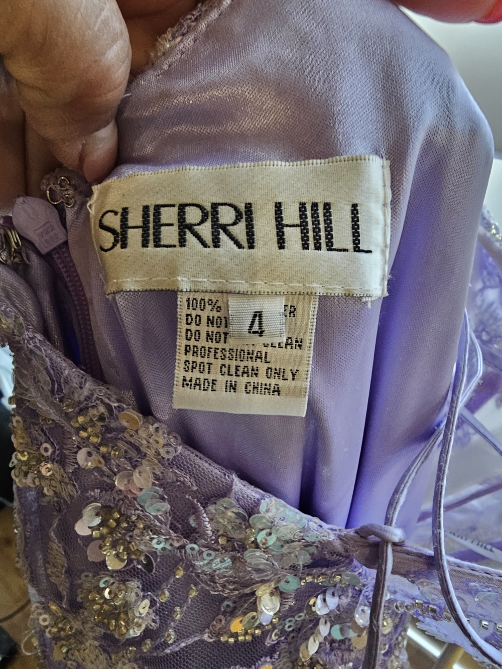 Sherri Hill Lavender/Lilac Beaded Sequin Lace Corset Gown – Size 4 - Picture 5 of 10